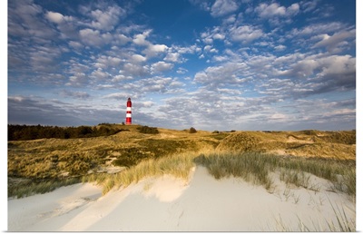 Lighthouse in the dunes, Amrum Island, Northern Frisia, Schleswig-Holstein, Germany