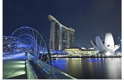 Marina Bay Sands hotel and Helix Bridge, Singapore