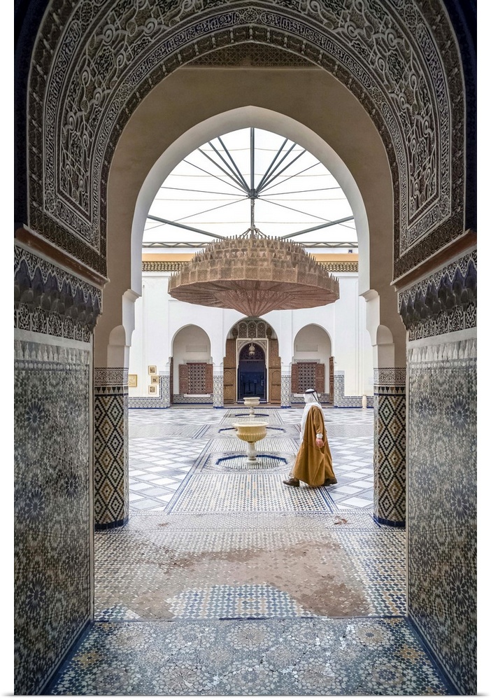 Morocco, Marrakech-Safi (Marrakesh-Tensift-El Haouz) region, Marrakesh. Marrakech Museum, housed in the 19th century Dar M...