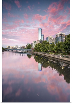 Melbourne, Victoria, Australia. Rialto towers on the right at sunrise