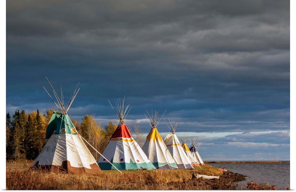 Canada, Quebec, Gaspe Peninsula, Gesgapegiag, Mic-Mac First Nations Tee-Pees By The Baie Des Chaleurs