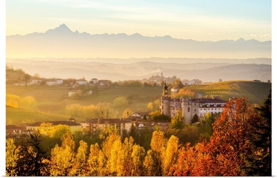 Monferrato Hills With Foliage And View Of Costigliole D'asti, Piedmont, Italy