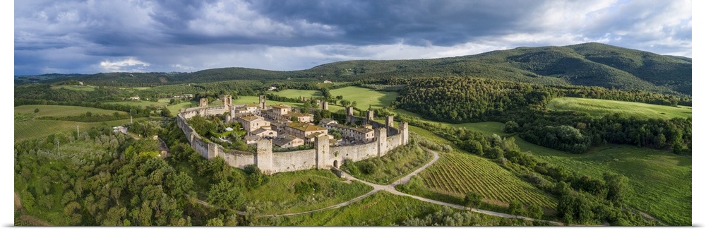 Monteriggioni village. It is a complete walled medieval town in the Siena Province of Tuscany built in the 13th century, I...