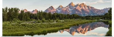 Mount Moran in Oxbow Bend of the Snake River in Grand Teton National Park, Wyoming