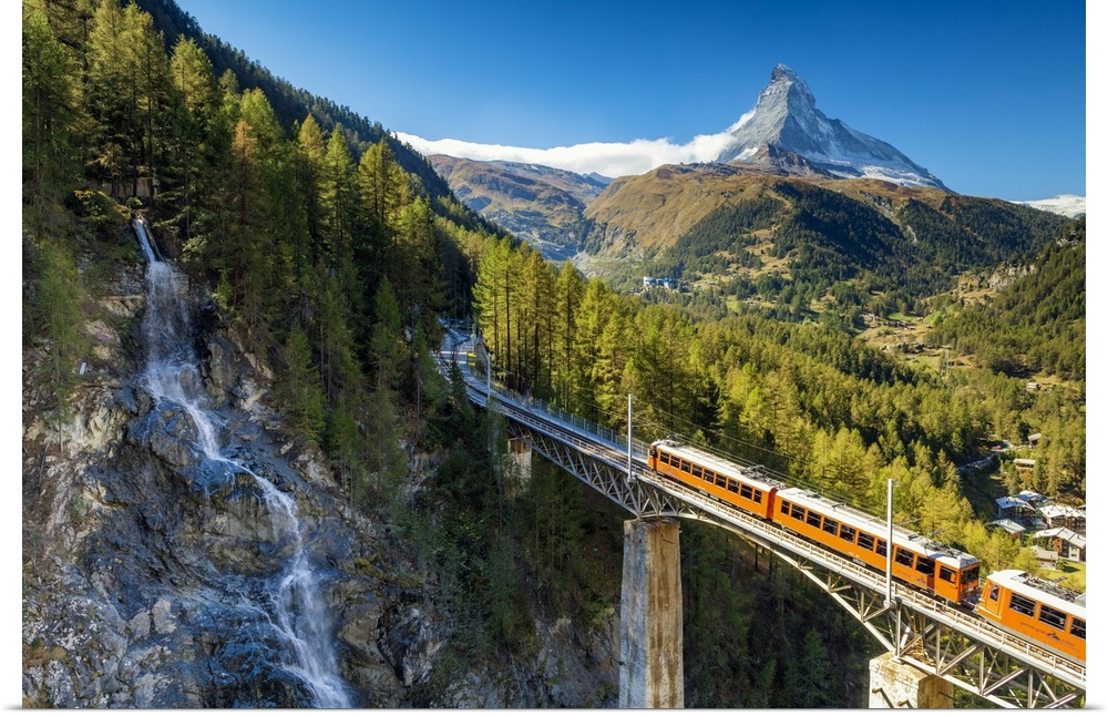 Mountain Train & Matterhorn, Zermatt, Valais Region, Switzerland.