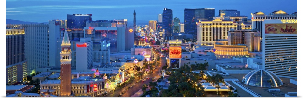 Las Vegas Strip in the evening, Nevada.