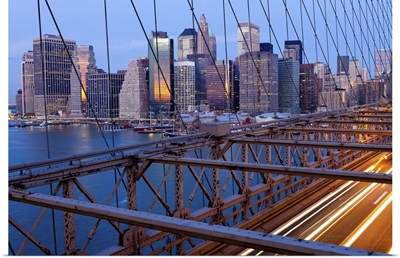 New York City, Manhattan,  Downtown Financial District, from Brooklyn Bridge