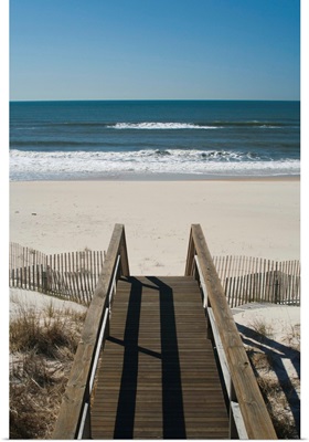 New York, Long Island, The Hamptons, Westhampton Beach, beach view from beach stairs