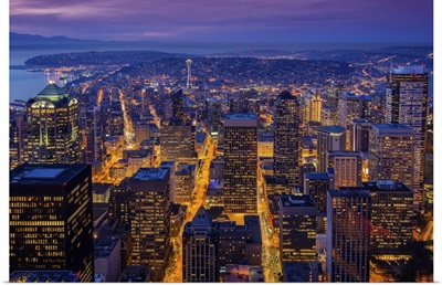 Night downtown skyline, Seattle, Washington