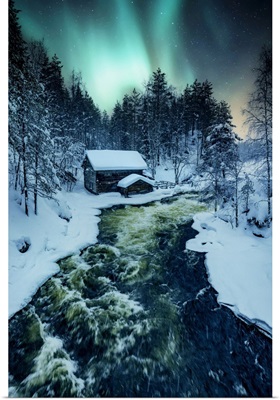 Northern Lights At Oulanka National Park In Winter, Oulu, Finland