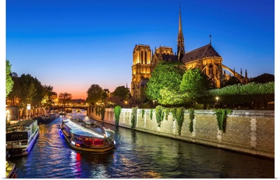 Notre Dame cathedral and the River Seine, Paris, France