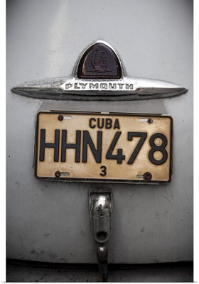 Number plate of classic 50's car, Havana, Cuba