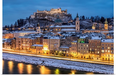 Old Town Skyline At Dusk, Salzburg, Austria