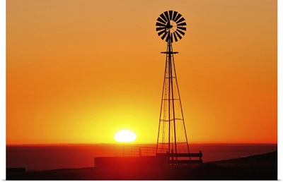 Old west windmill at sunset, Pawnee National Grassland, Colorado
