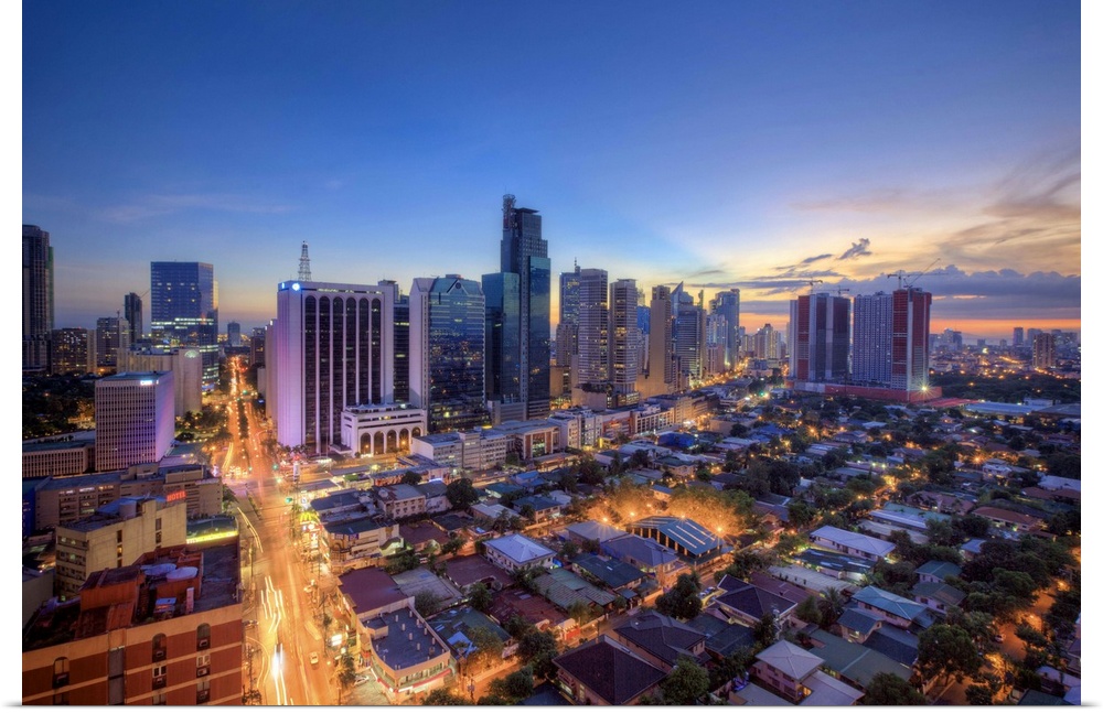 Philippines, Manila, Makati Business District, Makati Avenue and City Skyline
