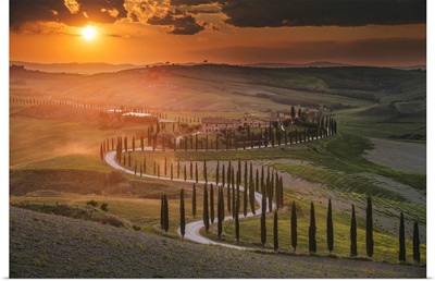 Podere Baccoleno During A Spring Sunset, Tuscany, Italy