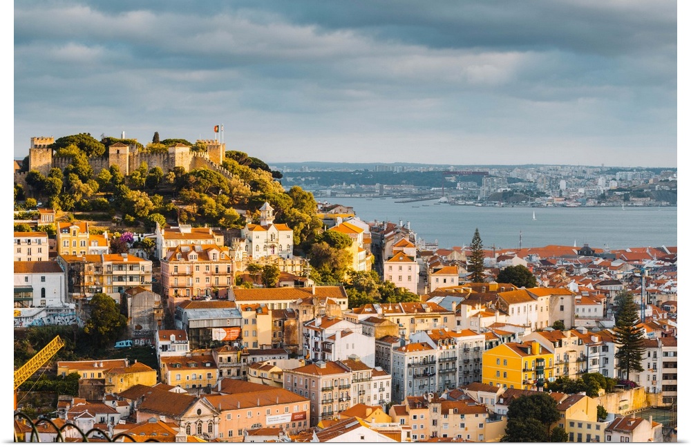 Portugal, Lisbon. Skyline and Sao Jorge castle.