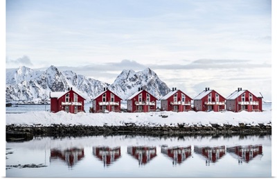Red Houses In Svolvaer, Lofoten Islands, Nordland, Norway