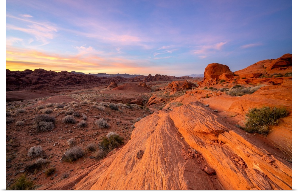 Red rocks at White Domes area at sunset, Valley of Fire State Park, Nevada, Western United States, USA