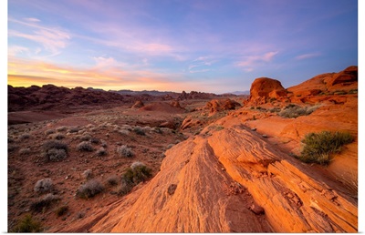 Red Rocks At White Domes Area At Sunset, Valley Of Fire State Park, Nevada