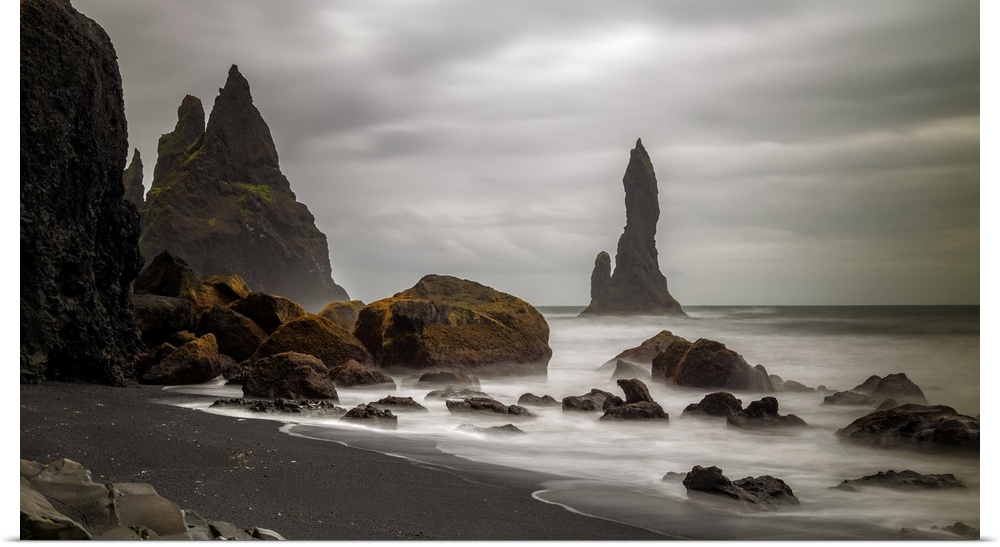 Rocks of Black Sand Beach, Vik I Myrdal, Iceland