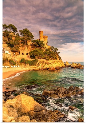 Sa Caleta Beach With Castillo D'en Plaja Castle, Lloret De Mar, Costa Brava, Spain