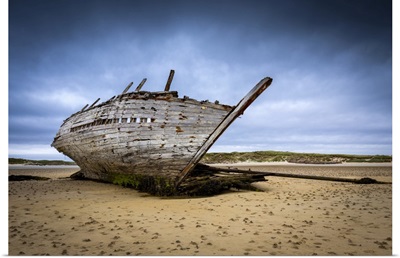Shipwreck At Low Tide On Magheraclogher Beach, Ireland
