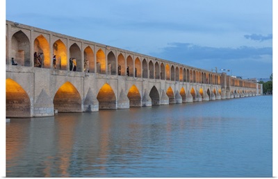 Si-O-Se-Pol, Allahverdi Khan Bridge At Night, Zayanderud River, Isfahan, Iran
