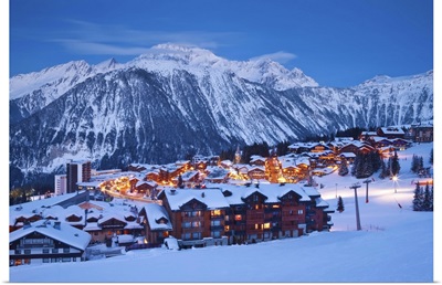 Ski resort in Les Trois Vallees, Savoie, French Alps, France