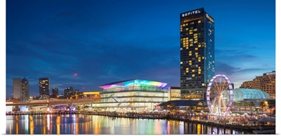Sofitel Hotel And International Convention Centre At Dusk, Sydney, Australia