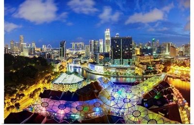 South East Asia, Singapore, Elevated view of the skyline