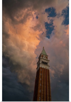 St. Mark's Campanile Under A Stormy Sky, Venice, Veneto, Italy