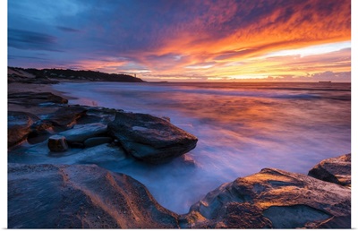 Stunning Sunrise Looking Over To Norah Head Lighthouse, Gravelly Beach, Australia