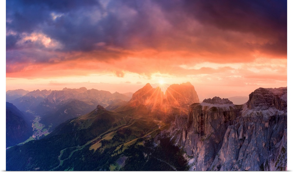 Stunning Sunset On Sassolungo Group, Fassa Valley, Trentino, Dolomites, Italy, Europe.