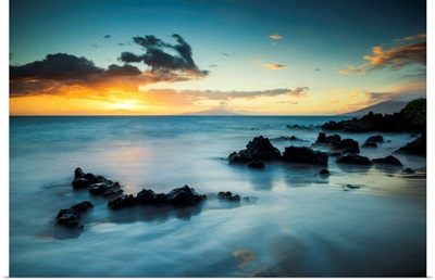 Sunset At Kamaole Beach Park, Kihei, Maui, Hawaii, USA