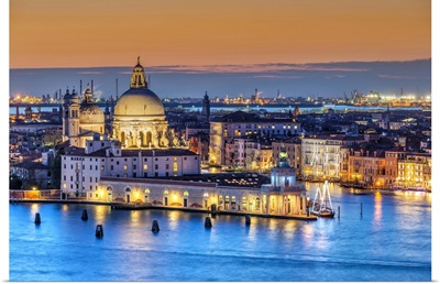 Sunset View Over Basilica Of Santa Maria Della Salute And Grand Canal, Venice, Italy