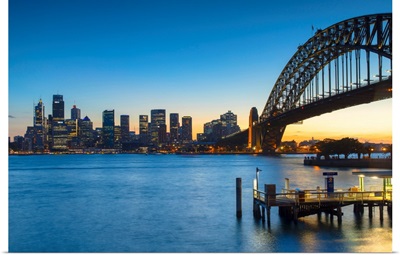 Sydney Harbour Bridge And Skyline At Sunset, Sydney, New South Wales, Australia