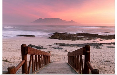Table Mountain from Bloubergstrand at sunset, Cape Town, Western Cape, South Africa