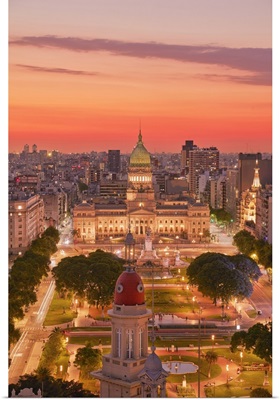 The Argentine National Congress At Twilight, Balvanera, Buenos Aires, Argentina