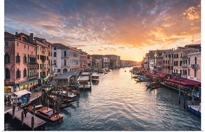 The Grand Canal At Sunset, Venice, Veneto, Italy.