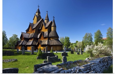 The impressive exterior of Heddal Stave Church, Norway