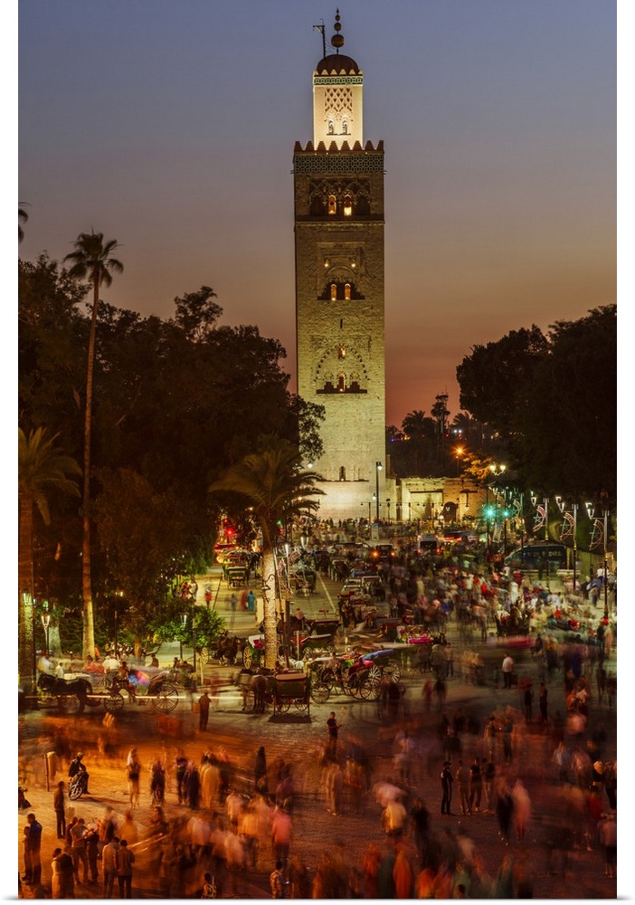 Africa, Morocco, Marrakesh, The Koutoubia Mosque or Kutubiyya Mosque is the largest mosque in Marrakesh