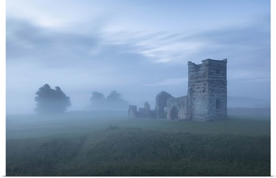 The Ruins Of Knowlton Church At Dawn, Knowlton, Dorset, England, UK
