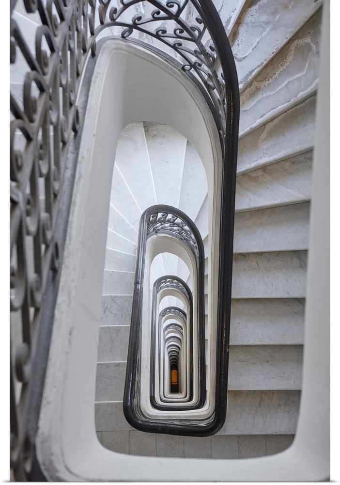 The staircase of Palacio Barolo, Monserrat, Buenos Aires, Argentina. (PR).