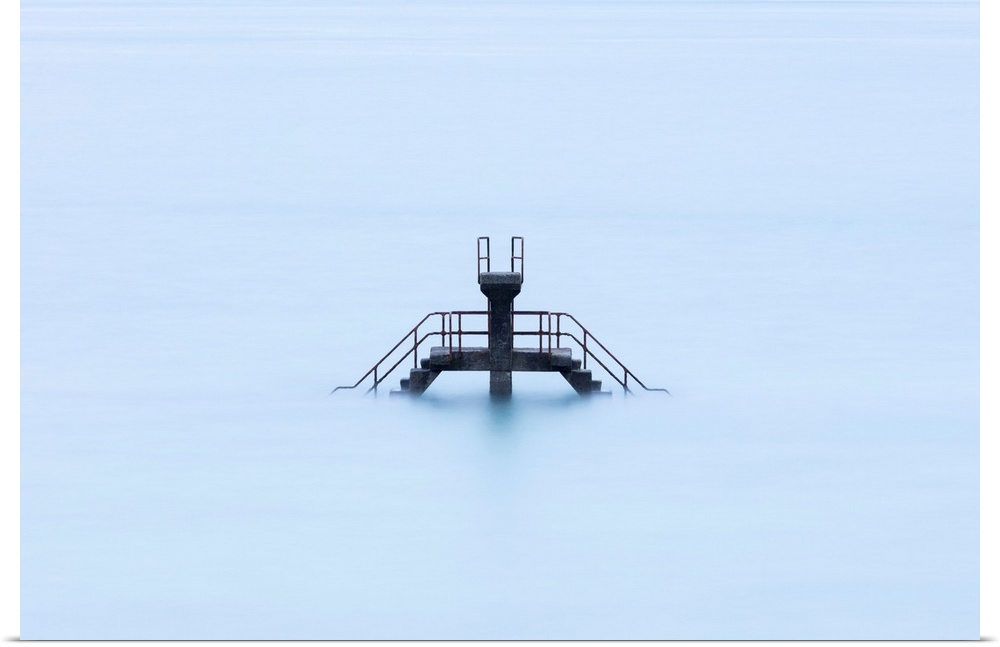 The Swimming Pool Ladder At High Tide On Bon Secours Beach, St. Malo, Ille Et Vilaine, Brittany, France