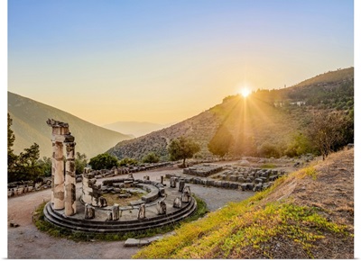 Tholos Of Delphi, Temple Of Athena Pronaia, Sunset, Delphi, Phocis, Greece