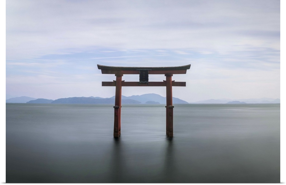 Torii Gate, Lake Biwa, Takashima, Shiga, Japan.