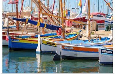 Traditional Colorful Wooden Fishing Boat In The Port Harbor At Sanary-Sur-Mer, France