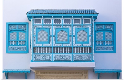 Tunisia, Kairouan, Madina, Decorative Blue Window, Decorative