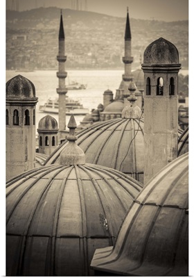 Turkey, Istanbul, Sultanahmet, domes of the Suleymaniye Mosque complex